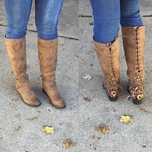 Very volatile leopard  Lace Up Tall Boots